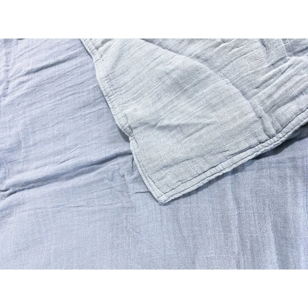 Pottery Barn Teen Organic Reversible Muslin Duvet Cover in Dusty Blue